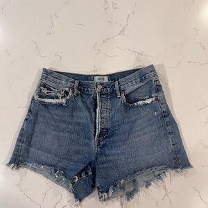Agolde Distressed Blue Jean Shorts